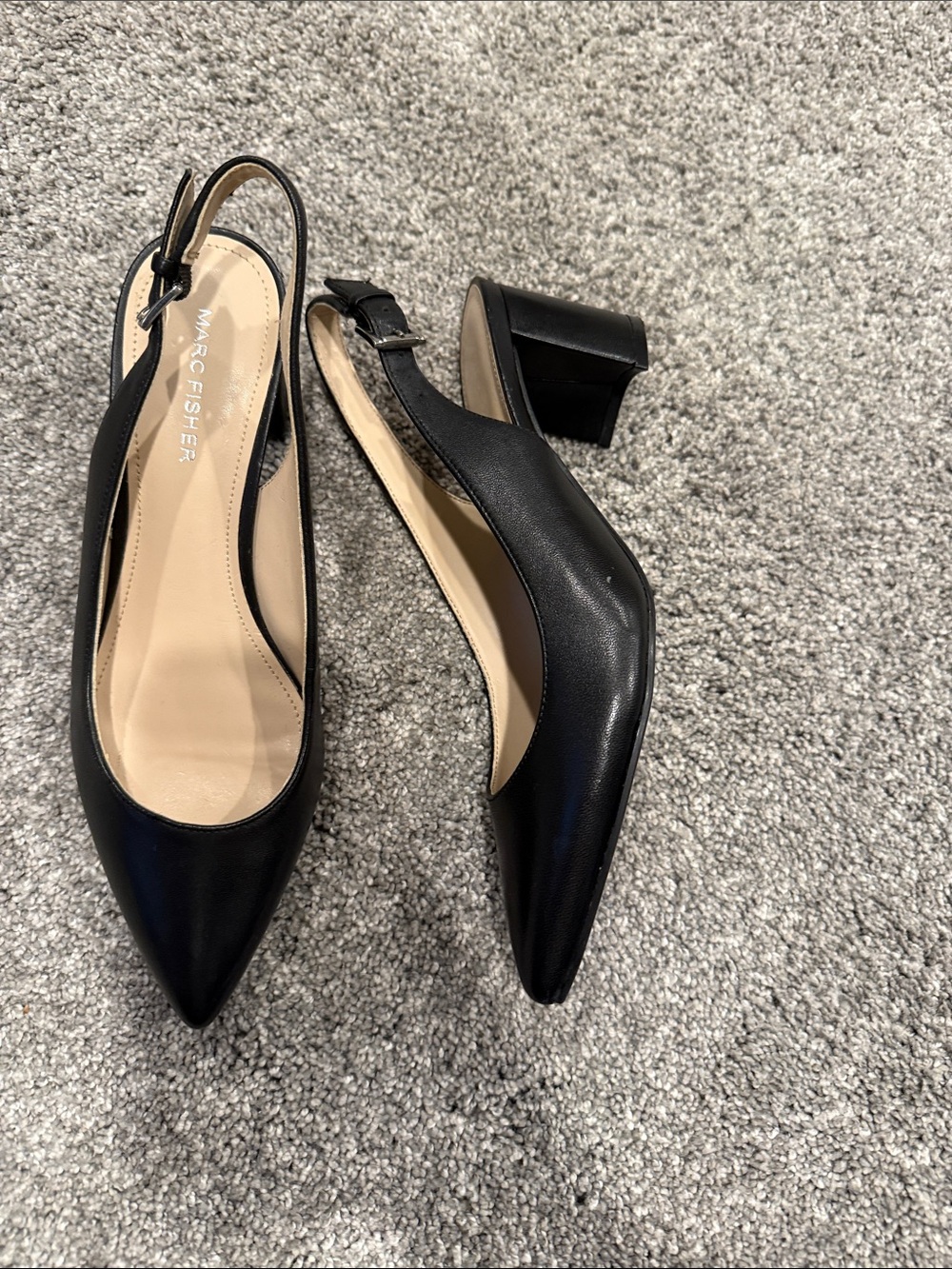 Marc Fisher Black Pointed Slingback pumps - block heel - Women’s Size 7 - Picture 2 of 6